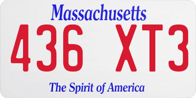 MA license plate 436XT3