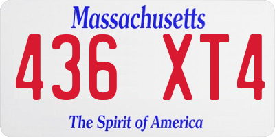 MA license plate 436XT4