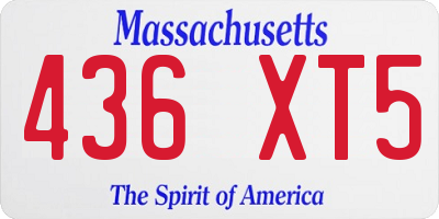 MA license plate 436XT5