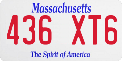 MA license plate 436XT6