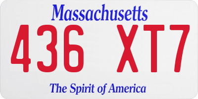 MA license plate 436XT7