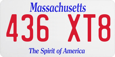MA license plate 436XT8