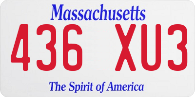 MA license plate 436XU3