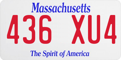 MA license plate 436XU4