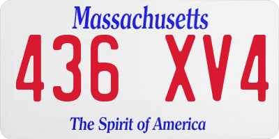 MA license plate 436XV4