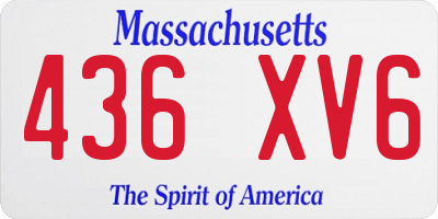 MA license plate 436XV6