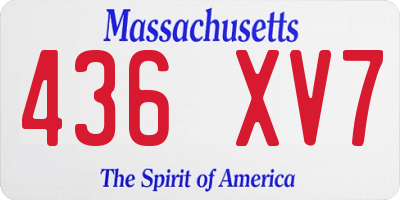 MA license plate 436XV7