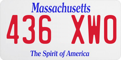 MA license plate 436XW0