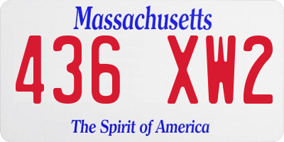 MA license plate 436XW2