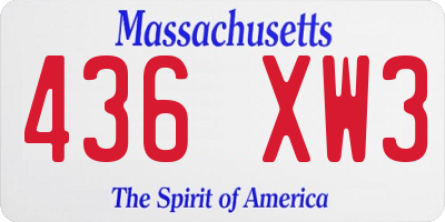 MA license plate 436XW3