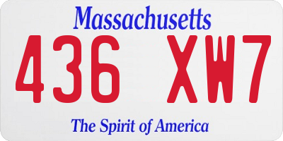 MA license plate 436XW7