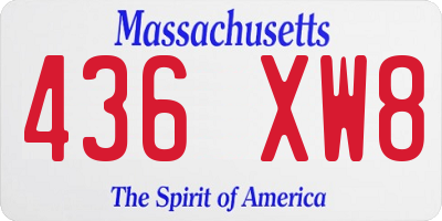 MA license plate 436XW8