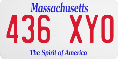 MA license plate 436XY0