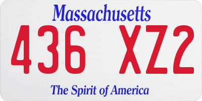 MA license plate 436XZ2