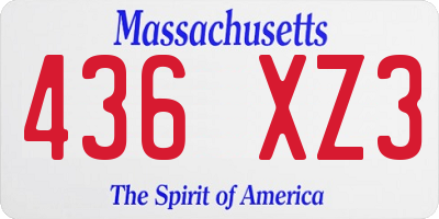 MA license plate 436XZ3