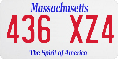 MA license plate 436XZ4