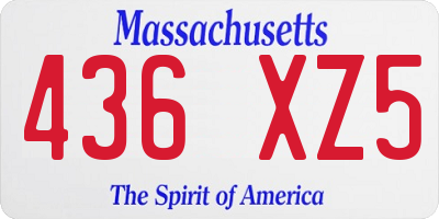 MA license plate 436XZ5