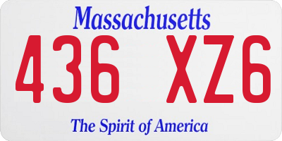 MA license plate 436XZ6