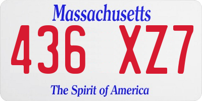 MA license plate 436XZ7