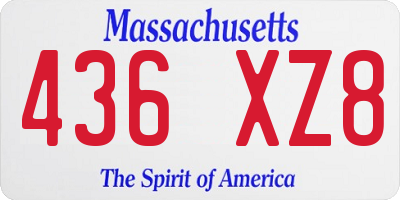 MA license plate 436XZ8