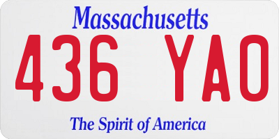 MA license plate 436YA0