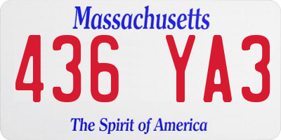 MA license plate 436YA3