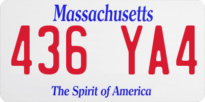 MA license plate 436YA4