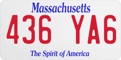 MA license plate 436YA6