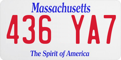 MA license plate 436YA7