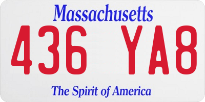 MA license plate 436YA8