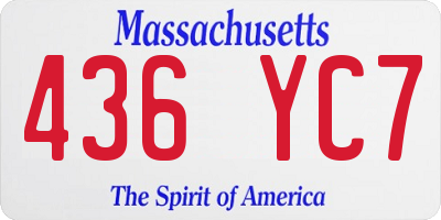 MA license plate 436YC7
