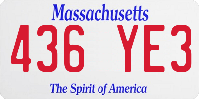 MA license plate 436YE3