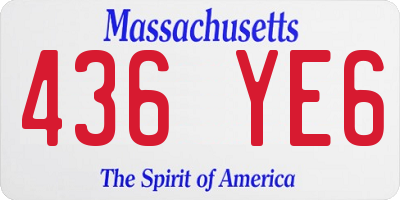 MA license plate 436YE6