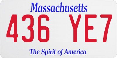 MA license plate 436YE7