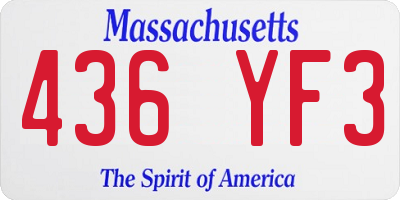 MA license plate 436YF3