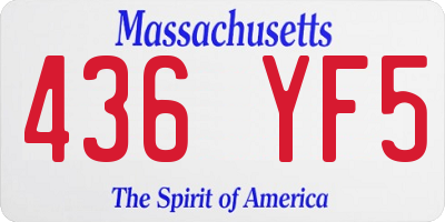 MA license plate 436YF5