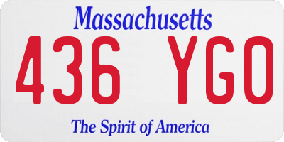 MA license plate 436YG0