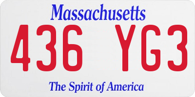 MA license plate 436YG3