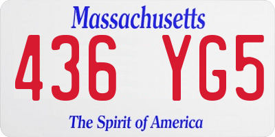 MA license plate 436YG5