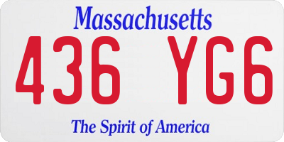 MA license plate 436YG6