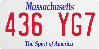 MA license plate 436YG7