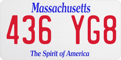 MA license plate 436YG8
