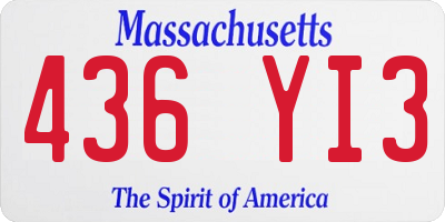 MA license plate 436YI3