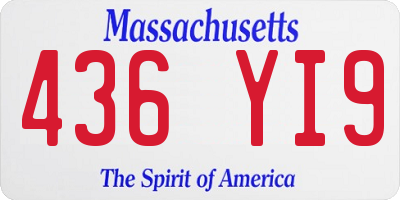 MA license plate 436YI9