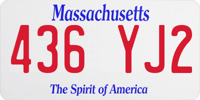 MA license plate 436YJ2