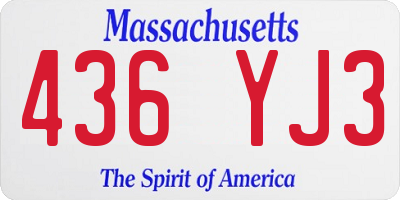 MA license plate 436YJ3