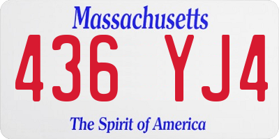 MA license plate 436YJ4