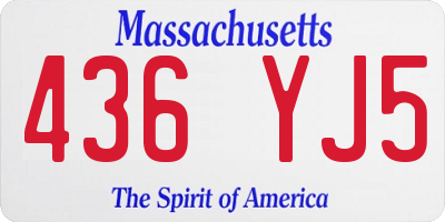 MA license plate 436YJ5