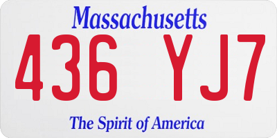 MA license plate 436YJ7