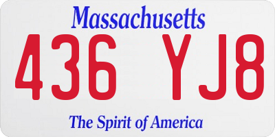 MA license plate 436YJ8